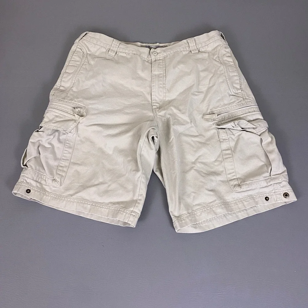 Lee Dungarees Shorts Men's Size 36 Khaki Tan Cotton Twill Cargo Heavy Duty